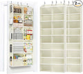 2 Pack 5-Tier Over The Door Organizer with 10 Side Mesh Pockets & Clear Windows, 80 lbs Weight Capacity Hanging Storage for Bathroom, Bedroom, Nursery, Kitchen, Organize Shoes, Diapers(Clear Beige)