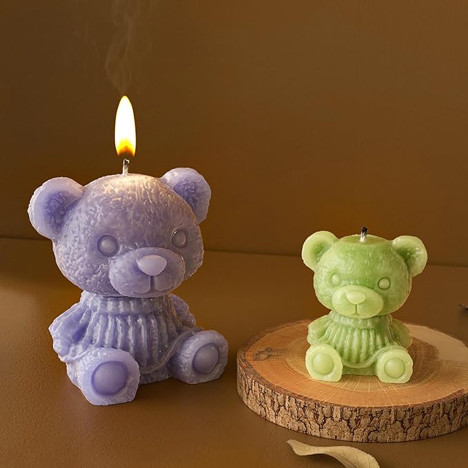 2 Pack Cylinder Animal Molds Bear Candle & Resin Mold - Resin Casting Silicone Molds for Home Decor & Candle Making Wave Spiral Mold