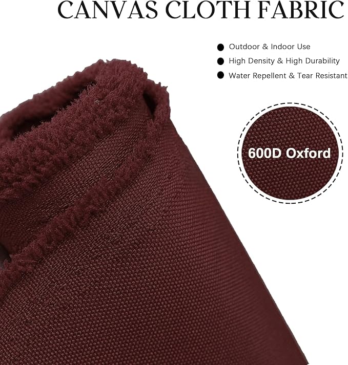 Waterproof Canvas Cloth Fabric by The Yard 60" W 600D Oxford Polyester Upholster Fabric Water Resistant Material for Outdoor Furniture Chair Cushion Cover DIY Sewing (1 Yard, Wine Red)