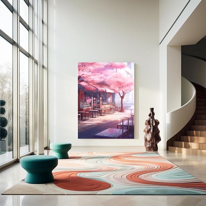 GUAIEUW DIY 5D Round Diamond Spring Cherry Blossom Diamond Painting Kits - Full Diamond Crystal Art Kit for Adults, Suitable for Modern Taste Home Decor Gifts 12x18 Inch