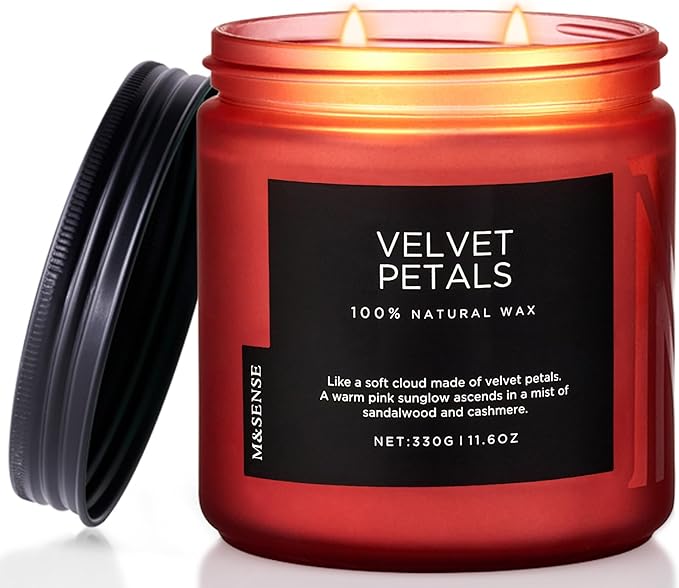 M&SENSE Sandalwood Rose Scented Candles for Home, 70 Hour Long Lasting 11.6oz Organic Natural Soy Wax Luxury Floral Classic Candle Gifts for Mother's Day