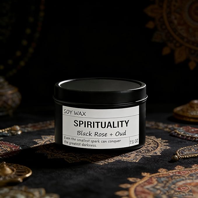 Chloefu LAN Crystal Energy Candle, Spiritual Candles for Women, Spark Conquer Darkness, Black Rose & Oud Candles, Emotional Support, Encouragement, Perfect Self-Care and Inspirational Affirmation Gift