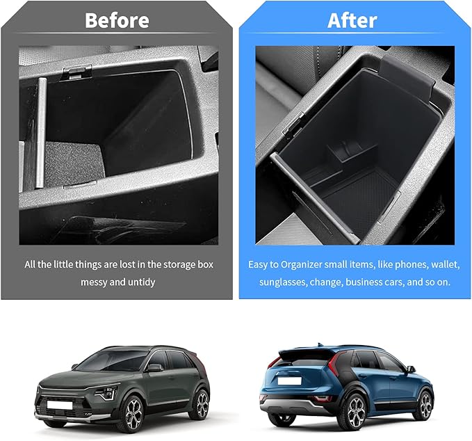 YEE PIN for 2023 NIRO SG2 Console Tray 2023 NIRO SG2 Center Console Organizer fit for 2022 2023 NIRO SG2 Accessories 2022 NIRO EV Tray Organizer 2022 NIRO SG2 Storage Box Insert Tray(Black Mat)