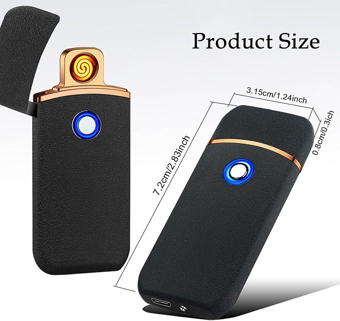 Electric Lighter, Smart USB Rechargeable, Cool Portable Dual Sided Ignition Windproof Lightweight Plasma Lighter Boyfriends Father Gifts-Black