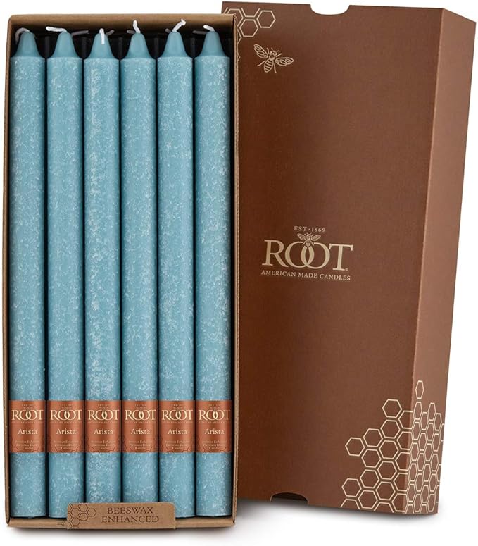 Root Candles Unscented Dinner Candles Premium Beeswax Blend Boxed Candle Set, 12-Inch, Sky, 12-Count