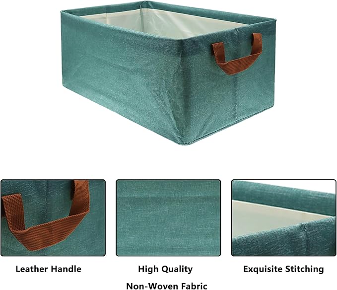 Large Capacity Storage Bins Closet Organizer System, 2PCS Fabric Storage Box with Steel Frame Stackable Shelf Storage Baskets Foldable Wardrobe Storage Box for Clothes Toys (Green)