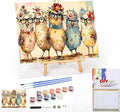 Meothan Framed Hen Paint by Numbers Kits for Adults, Chicken Paint by Number on Canvas Adults Beginners for Home Wall Decor 12x16inch (with Framed Easel)