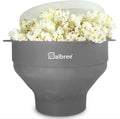 The Original Salbree Collapsible Silicone Microwave Popcorn Popper Maker Machine, Microwavable Bowl Holds 16 Cups, Uses Hot Air and Oil Always Optional - The Most Colors Available (Gray)