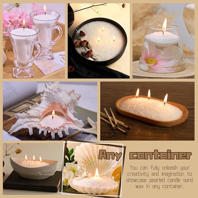 Candle Sand 5lb Pearled Candles Sand and Wicks (100 Pcs) DIY Candle Wax Candles Making Candles Refill Kit for Christmas Thanksgiving Wedding Party