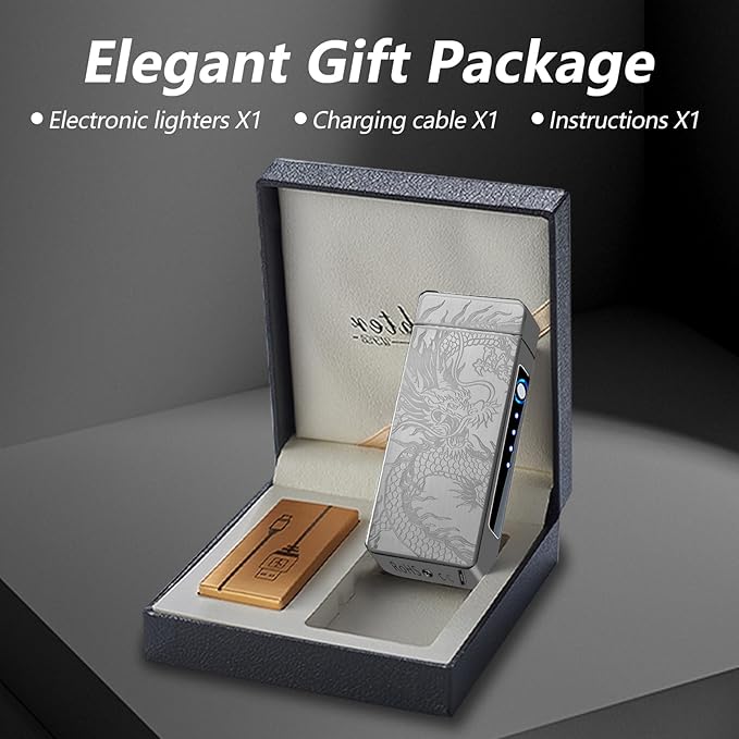 Dragon Lighter Electric Lighters Rechargeable Windproof Flameless Plasma Arc Lighter Luxury Metal Cool Lighters,lighters for Candle,Incense Stick