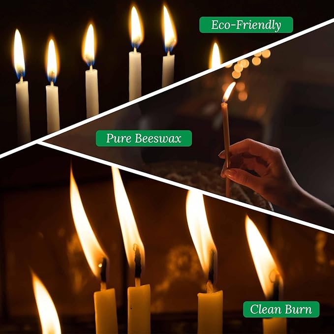7.3 Inch Nature Meditation BeesWaxs Candles 50pcs-70min Burn Time,Dripless and Smokeless for Gifts for Women,Encouragement Cheer Up Gift for Friends Coworkers