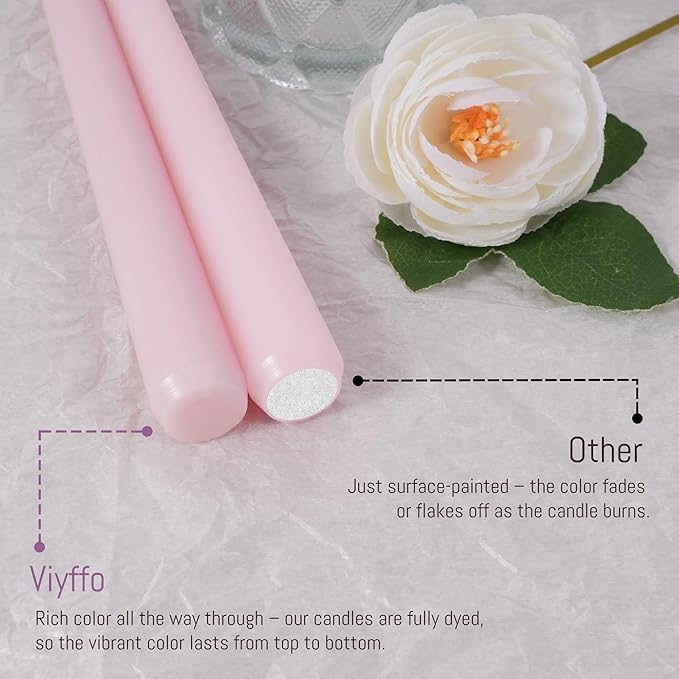 Viyffo 12 Inch Purpel Taper Candles Set of 12 Unscented Smokeless Long Tall Tapered Candle for Candlesticks Sticks Wedding Home Decor Dinner