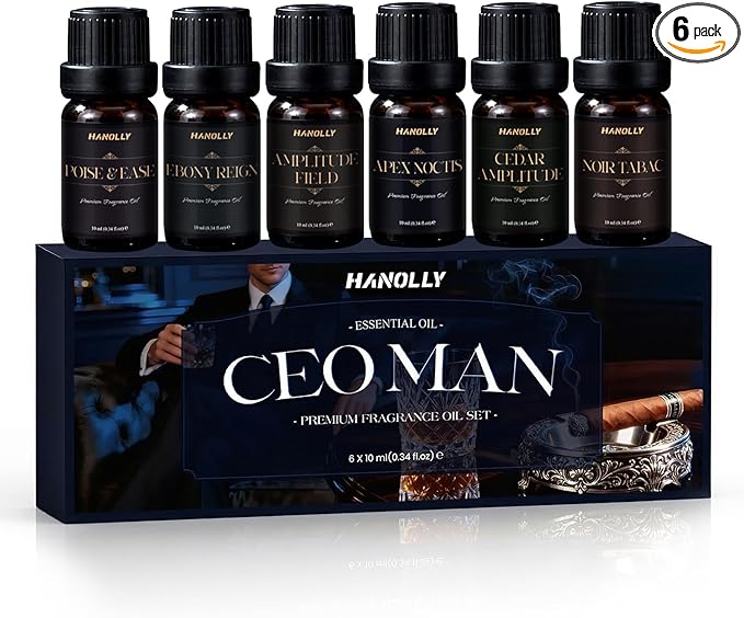 Luxury CEO Man Essential Oils Set,Men Essential Oils for Diffusers for Home,Gift for Men & Father, Masculine Fragrance Oils for Candle & Soap Making, Confident Aromatherapy Oils Kit