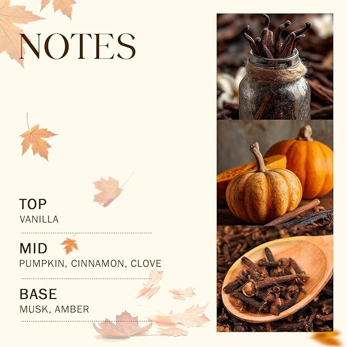 Large Christmas Fall Candle Vanilla Pumpkin Scented, 3-Wick 22oz Long Lasting Scented Candle, Natural Soy Wax Aromatherapy Candle for Home, Holiday Candle Gifts for Women Men