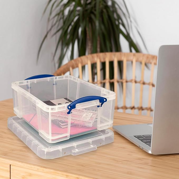 Really Useful Box 2 Pack 17L Plastic Storage Bins with Snap Lids and Clip Lock, Clear