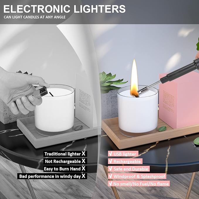 Electric Long Lighter,Retractable Length(11.4in-27.55in),Lgnition Port Can be Rotated 360°,Flameless Electronic Stick Lighter,Wind- & Weatherproof Long Lighter for Kitchen, Grilling, Stove, etc.(blue)