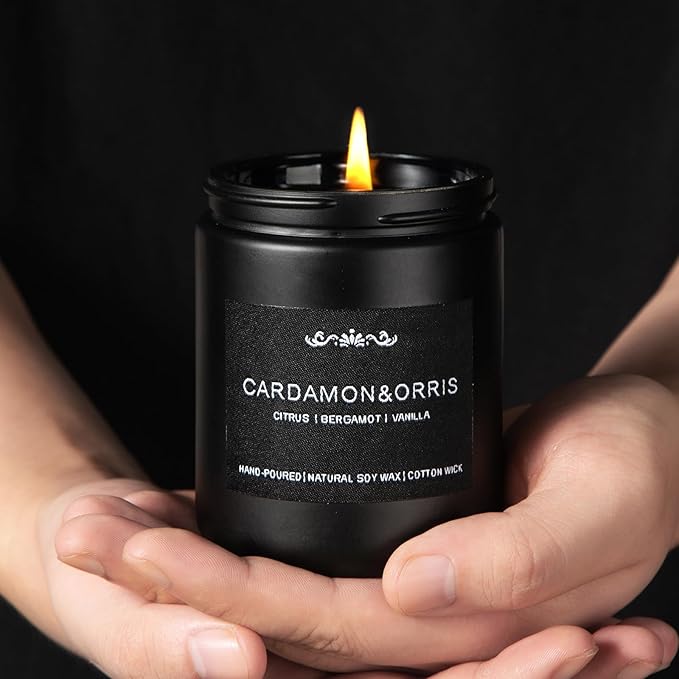 Scented Candles for Men - 42oz Soy Wax Long Lasting Candle, Manly Scented Candles with Leather/Smoke&Vanilla/Oak/Lavender/Orris/Amber-Mens Candle Gift Set for Birthday, Fathers Day, Man Cave Decor