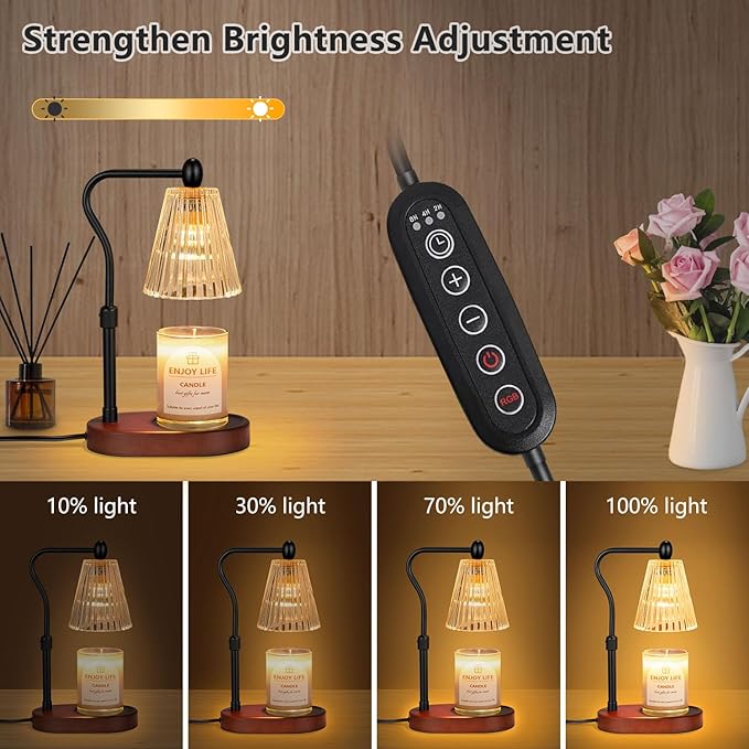 seenlast Candle Warmer Lamp with 8 Colors LED Changing,with Timer Dimmer Adjustable Height,Mothers Day Gifts,Vintage Home Decor