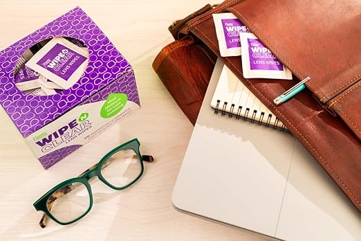 Flents Wipe ’N Clear Biodegradable Lens Wipes, 225 Count Pre-Moistened Eyeglass Cleaner Wipes for Glasses, Screens, and Lenses, Anti-Streak, Quick Dry, Individually Wrapped