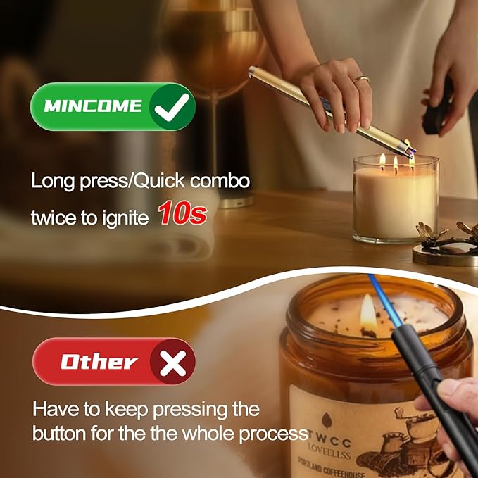 Candle Lighter Electric Rechargeable USB Plasma Arc Lighter with Safety Lock, Mothers Day Birthday Gifts for Women Windproof Flameless Long Matches Lighters for Candle,Grill,BBQ,Camping