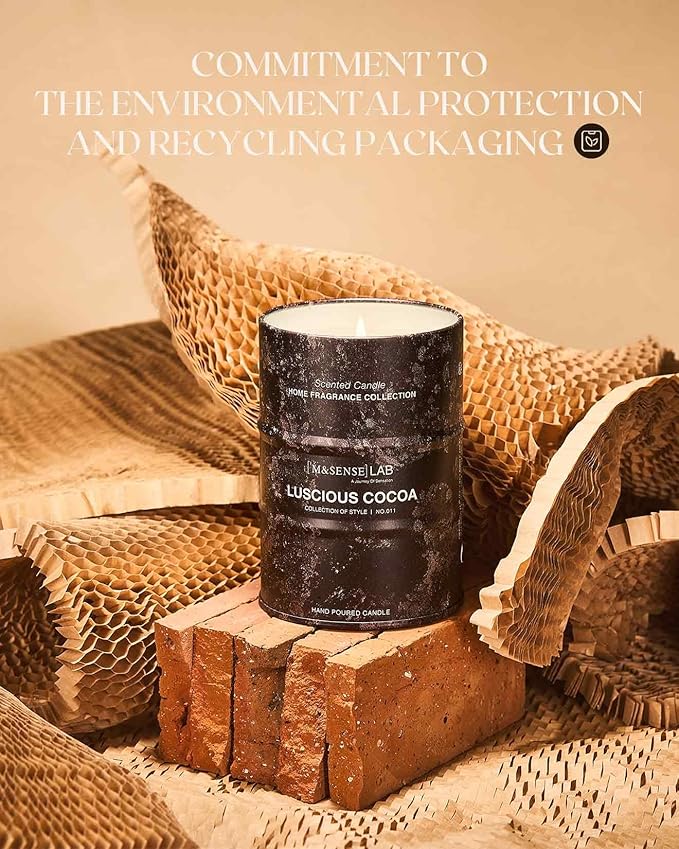 M&SENSE Luscious Cocoa Scented Candles Christmas Decor, Natural Non Toxic, Aromatherapy Candle for Stress Relief Meditation Relaxing, Housewarming Gifts for Women Men, 11.3oz 70 Hour