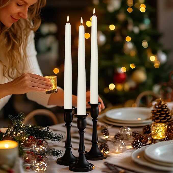 24Pack 10inch White Taper Candles- Dripless, Smokeless and Unscented candle-Long burning 8-9 Hours for home décor, Candlesticks, Dinner Table, Halloween,Vigil, Advent, Christmas, Thanksgiving, Kwanzaa