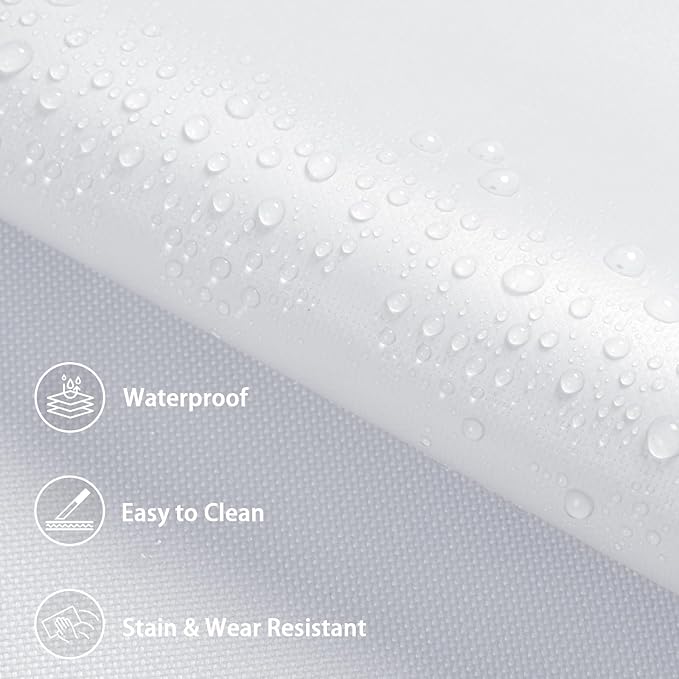 Waterproof Marine Canvas Fabric by The Yard 58" W 600D PVC Backing Water-Resistant Polyester Fabric Upholstery Material for Outdoor Indoor Marine Awning Tent Boat Furniture Cover DIY, 3 Yards White