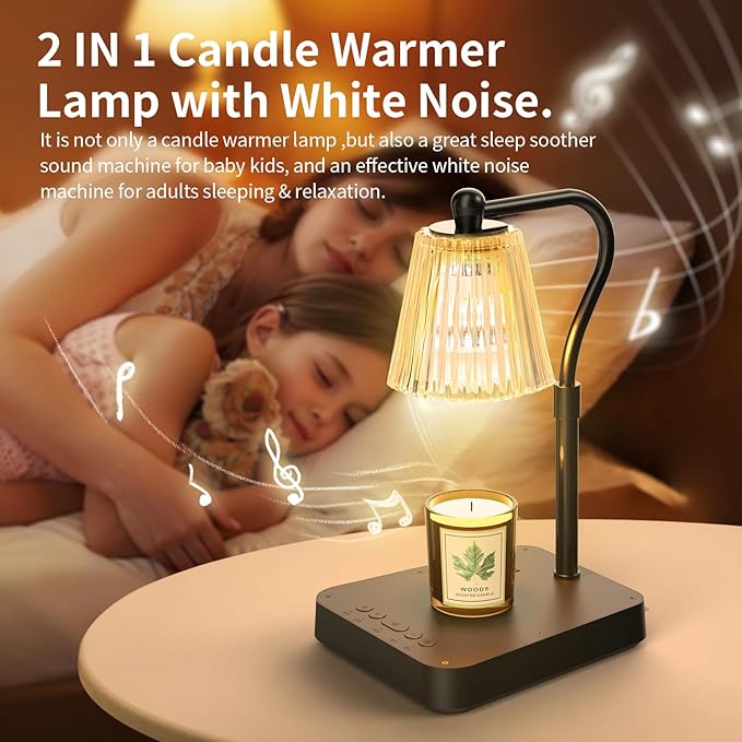 Dimmable Candle Warmer Lamp with Timer, 2-in-1 Adjustable Candle Lamp Warmer Light Sound, Touch Control Lamp Candle Warmer Light for Jar Candles