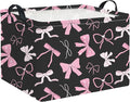 Rectangle Storage Basket with Handles,Collapsible Storage Bin,Books Box,Gift Basket(Bowknot)