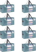 VENO 8 Pack Heavy Duty Moving Bags, Clothes and Comforter Storage Bags with Clear Window, College Dorm Essentials Packing Supplies, Foldable Boxes Alternative (Shiny Light Blue, 8 Pack)