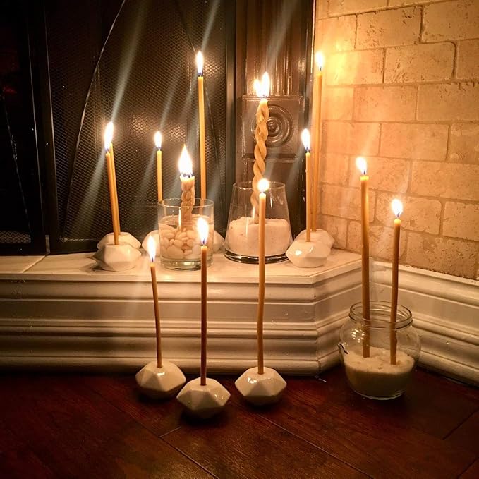 300 All Natural Décor 100% Pure Beeswax Taper Candles – Bulk, Tall (8 in), Unscented, Dripless, Smokeless, Slow Burning, Non Toxic, Honey Scent - for Home, Dinner, Cake, Prayer, Hanukkah, Christmas