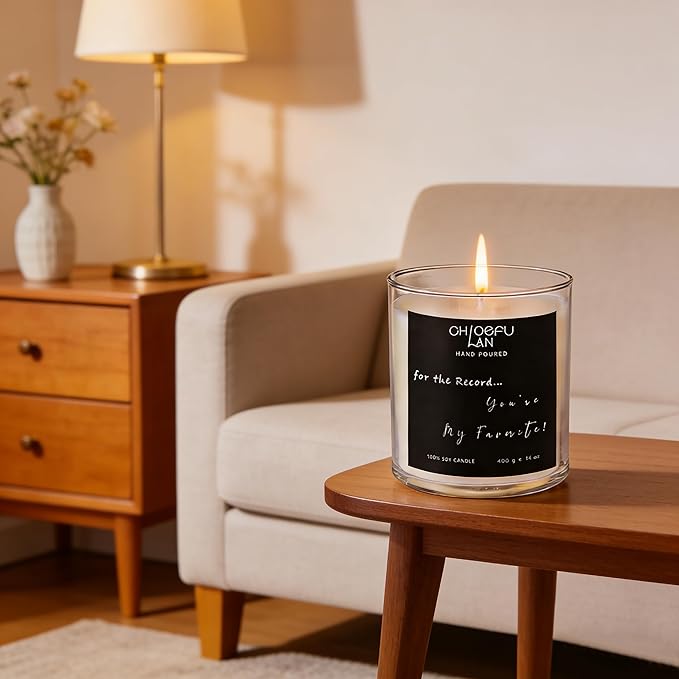 Sentimental Motivational Jasmine Candle 400g - for The Record, You are My Favorite Premium Essential Oil Candle, Long-Lasting Floral Scent for Relaxation, Valentine’s Day & Housewarming Gifts