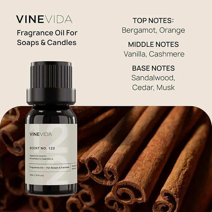 VINEVIDA [10 ml] Snowflake & Cashmere; Fragrance Oil for Candle Making and Soap Making - Premium Candle Scents for Soy Candles