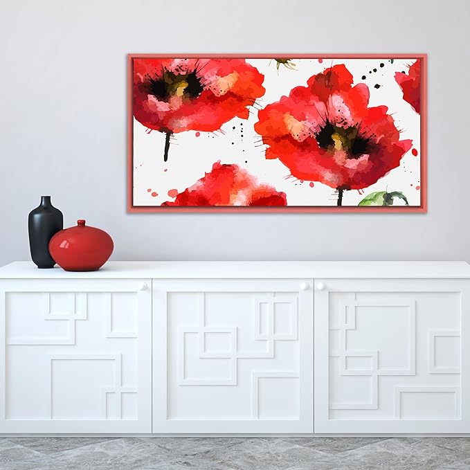 Pixy Canvas Floater Frame 30x48 for 3/4 (0.75) inch Deep Canvas Paintings/Canvas Prints/Wood Canvas Panels/Wall Art/Wall Decor/Home Decor/Artwork (Pastel Red/Pink, 30 x 48 inch, Landscape)