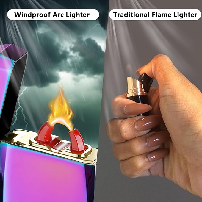 YOZWOO Rechargeable Electric Lighter USB C Electronic Lighters High Power Flame Arc Plasma Lighter Windproof Camping Lighters with Long Battery Life for Home and Outdoor (Magic)