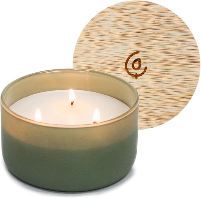 Calyan Wax Co. Piñon & Woods 3 Wick Scented Candle - 30 Hour Burn - Luxury 3 Wick Soy Candles - Non Toxic Soy Wax Candles - Long Lasting Large Glass Jar Candle for Home - 8oz