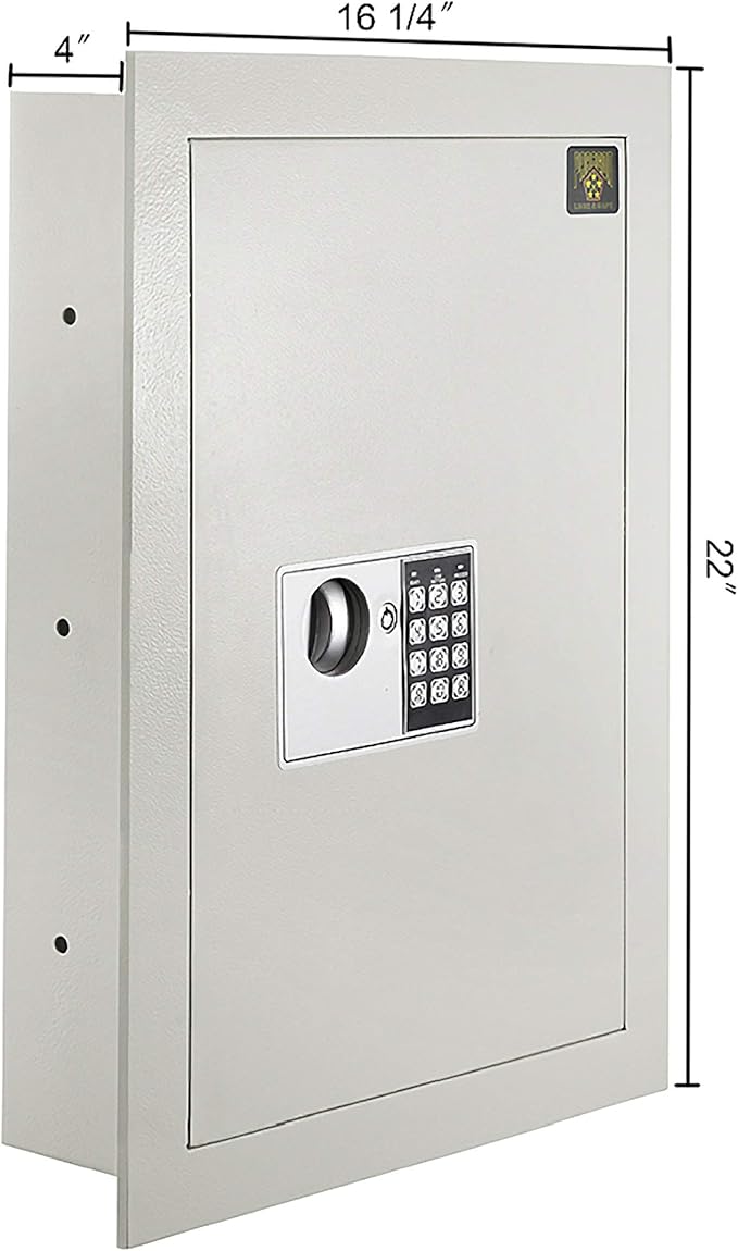 In-Wall Safe with Keypad and 2 Manual Override Keys - Protect Money, Jewelry, and Passports at Home or Business by Paragon Safes (White)