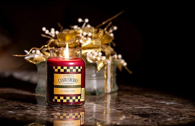 Candleberry Candles Hot Maple Toddy | Strong Fragrances for Home | Hand Poured in The USA | Highly Scented | 135 Hour Burn Time | Large Jar