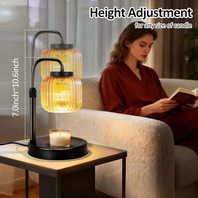 Candle Warmer Lamp with Timer & Dimmer, Height Adjustable Wax Melting Lamp with 2 Bulbs, Safe Flameless Candle Warmer for Home Decorat,Relax Gift for Wife, Mom, or Girlfriend, Congratulations Gifts