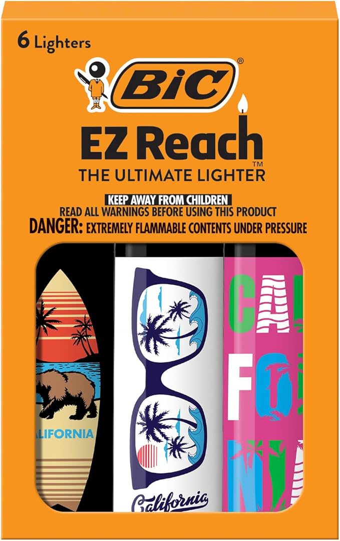 BIC EZ Reach Candle Lighter, The Ultimate Lighter with Wand for Candles, Colorado, Assorted Designs, 6 Count Pack of Lighters (California)