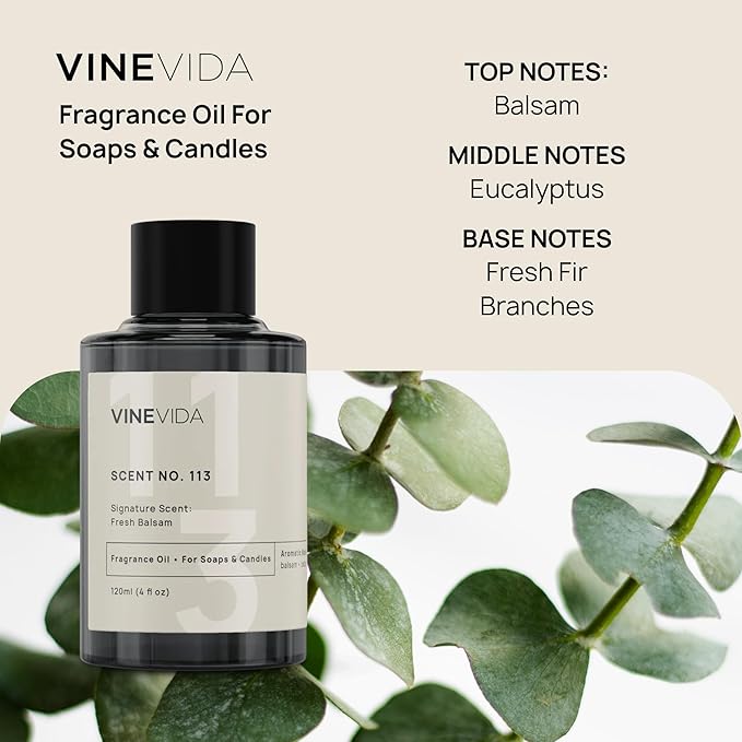 VINEVIDA [4 oz] Fresh Balsam; Fragrance Oil for Candle Making and Soap Making - Premium Candle Scents for Soy Candles