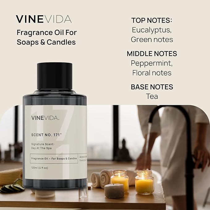 VINEVIDA [4 oz] Day at The Spa; Fragrance Oil for Candle Making and Soap Making - Premium Candle Scents for Soy Candles