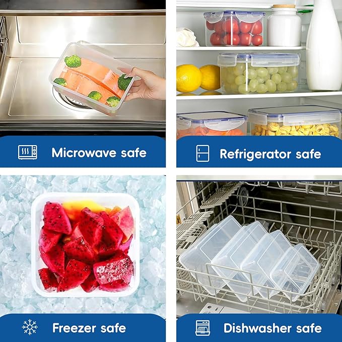 40 Pcs 84oz Large Food Storage Containers with Lids, Reusable Meal Prep Containers for Kitchen Storage, Airtight Leakproof & BPA-Free Freezer, Microwave & Dishwasher Safe