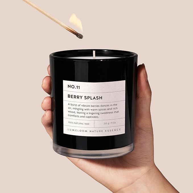 Berry Splash Luxury Scented Candles, 9oz Soy Wax Candles for Home Scented, BlackBerry, Boysenberry & Woods Scent, Long Burning Time, Gifts for Women, Friends, Men, Mom, Sister