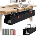 Under Desk Cable Management Tray with Clamp, No Drill 36" Cord Organizer for Desk, Desk Cable Management Fabric Tray for Standing Desks, Ideal for Home & Office - Black