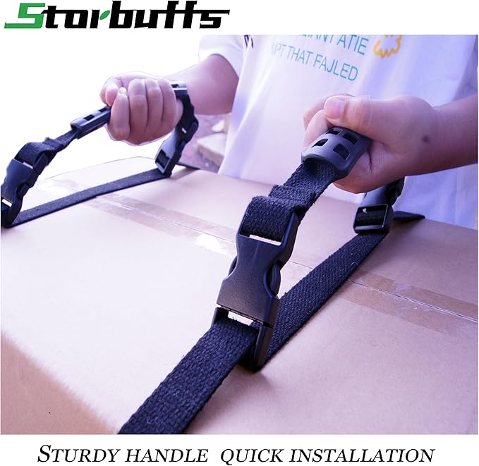 Moving Straps Carry Strap Lifting with Handle for 1 or 2 Mover | Adjustable and Strong | for Easy, Safe, Secure Carrying Boxes,Tent,Luggage,Beach Chairs,Book,Hand Shoulder Back,Black,Up to 100 LBS