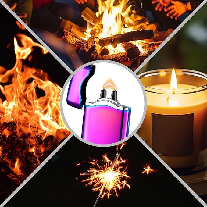 SKRFIRE Rechargeable Plasma Arc Lighter – Windproof Electric Lighter with Upgraded Dual Arc, Digital Battery Display & Touch Ignition for Outdoor, Candle & BBQ Use (Color Ice)