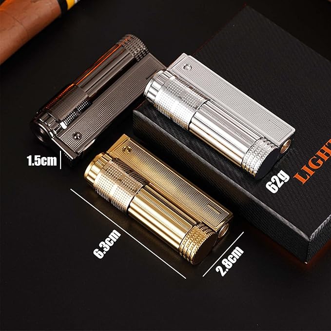 Lighter, Gold, Kerosene Lighter, Refillable, Windproof Flame, Beautifully Designed, Candle，Suitable for Birthday Gifts for Men's Fathers and Husbands (Gold)