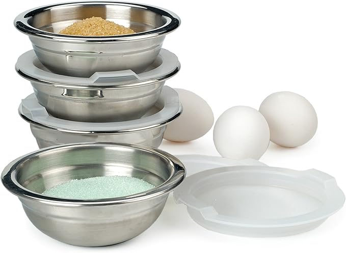 8 Piece Stainless Steel Prep Bowls Set with Lids, Model Number: (PREP-8)