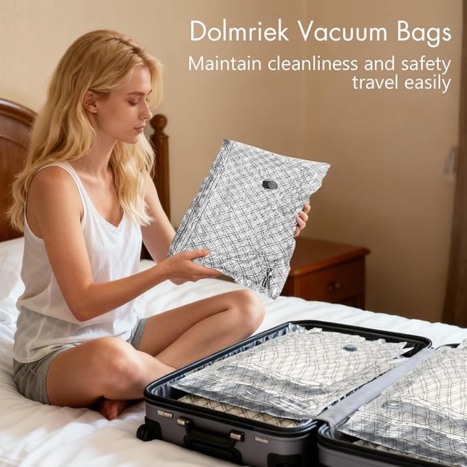 Travel Vacuum Storage Bags with USB Electric Pump, 12 Pack Compression Seal Bags for Luggage and Suitcase, Space Saver for Clothes and Clothing